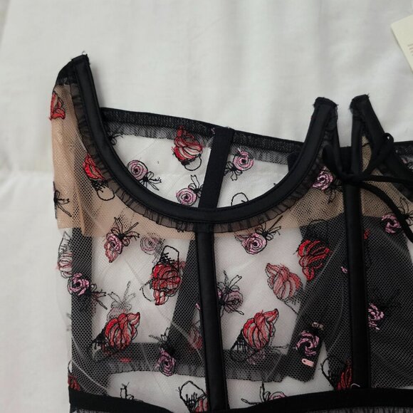 For Love & Lemons Black Floral Lace Corset Top Women’s M NWT - Picture 5 of 12